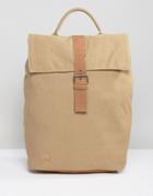 Mi-pac Day Pack Canvas Fold Top Backpack In Sand - Beige