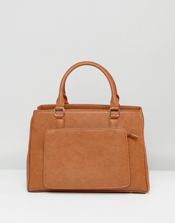 Marc B Grab Bag With Front Pocket And Detachable Shoulder - Tan
