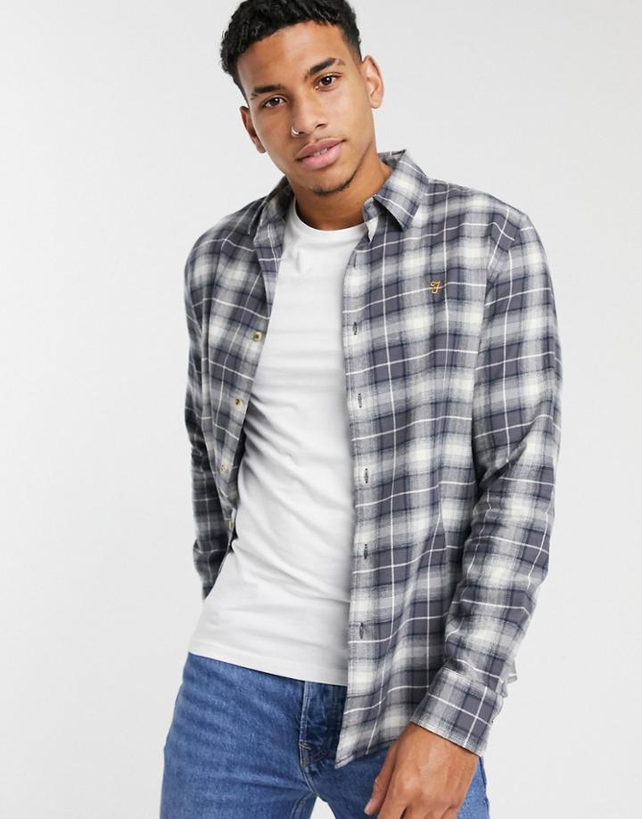 Farah Bushell Plaid Shirt In Gray-grey
