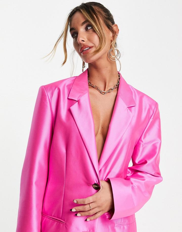 Asos Design Ultimate Oversized Grandad Blazer In Hot Pink