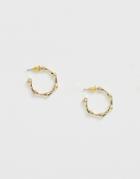 Asos Design Hoop Earrings In Bamboo Design In Gold Tone