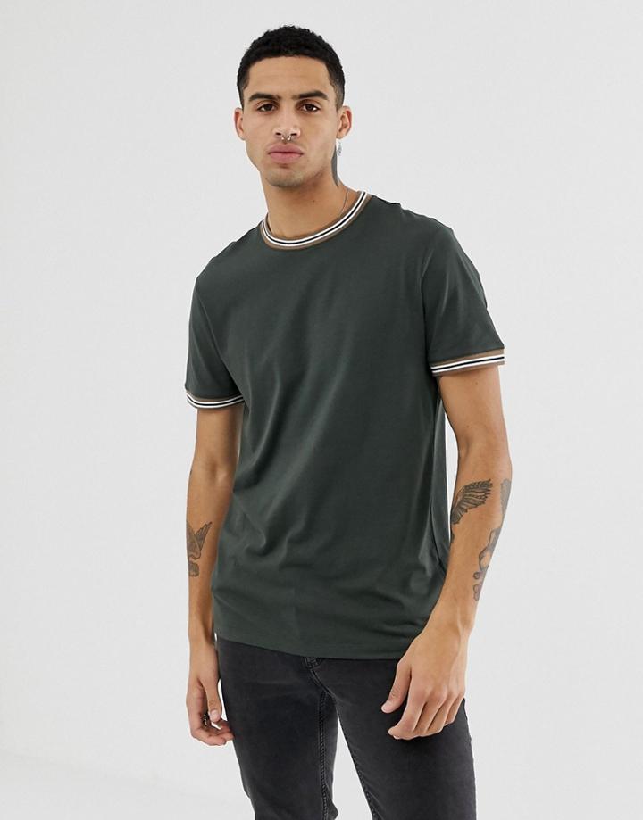 New Look T-shirt With Tipping In Green - Green
