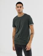 New Look T-shirt With Tipping In Green - Green