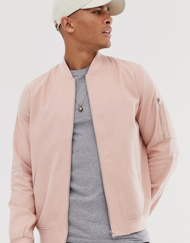 Asos Design Ma1 Bomber Jacket In Pink - Pink