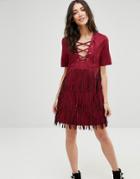 Raga The Wild West Fringe Dress - Wine
