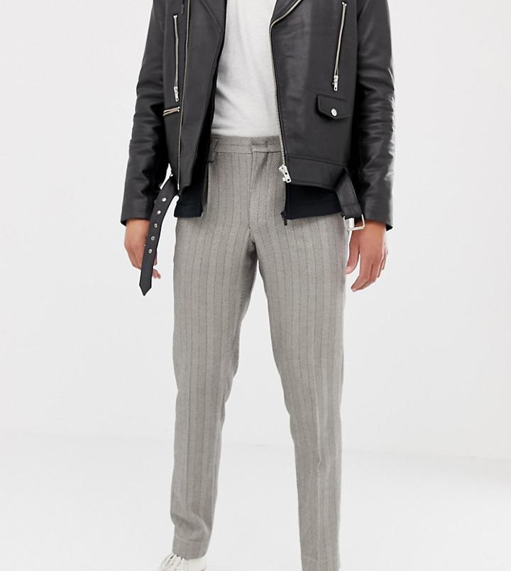 Noak Skinny Smart Pants In Gray Herringbone