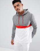 Asos Design Hoodie With Color Blocking In Interest Fabric - Gray