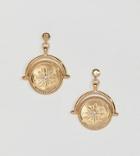 Asos Design Premium Gold Plated Earrings With Spinning Coin With Moon And Swarovski Crystal Star Design - Gold