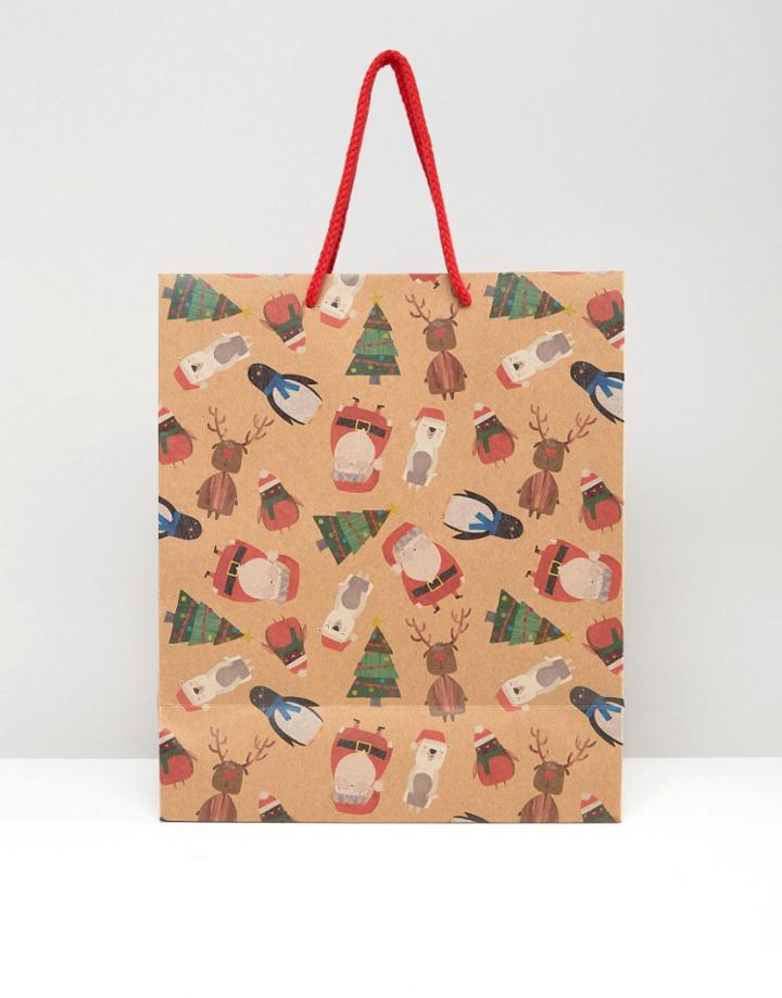 Paperchase Holidays Characters Large Gift Bag - Multi