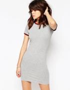 Asos Contrast Tipping Body-conscious T-shirt Dress - Gray