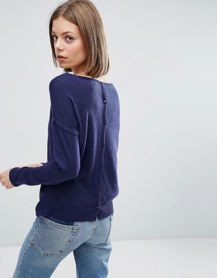 See U Soon Jumper With Button Back - Navy