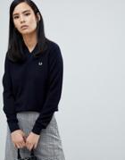 Fred Perry V-neck Knit Sweater - Navy