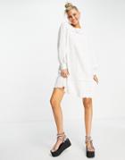 Object Mini Smock Dress With Lace Detail In White