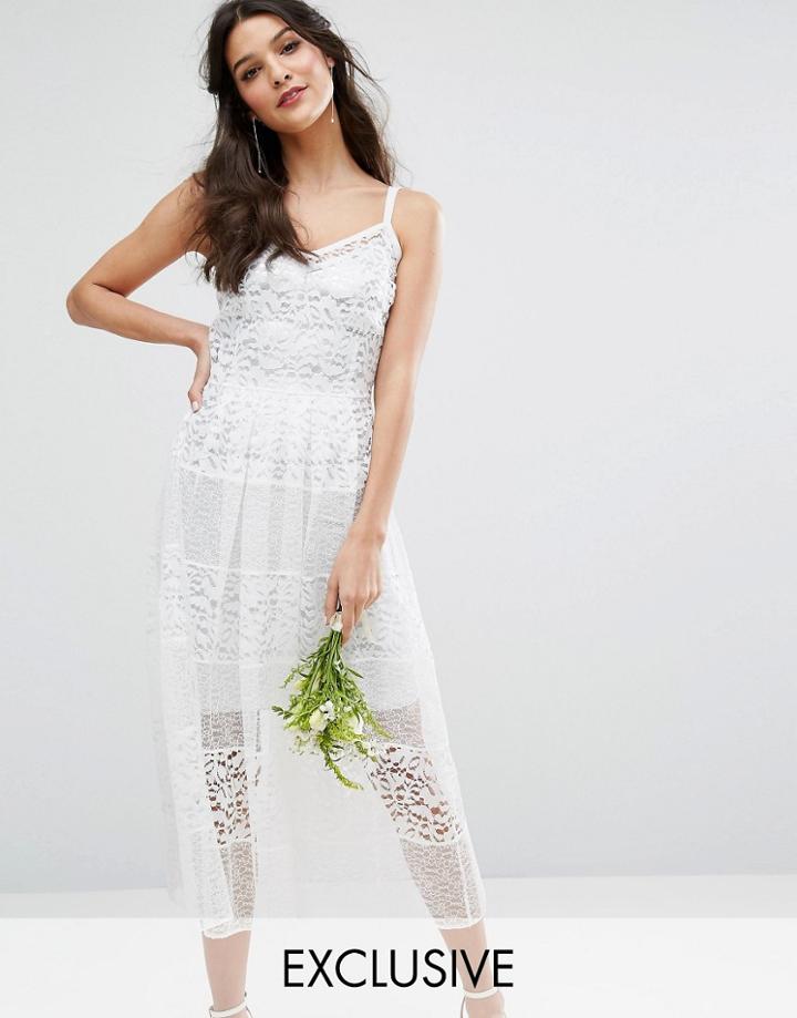 Bodyfrock Bridal Lace Skater Dress With Silver Lining - Cream