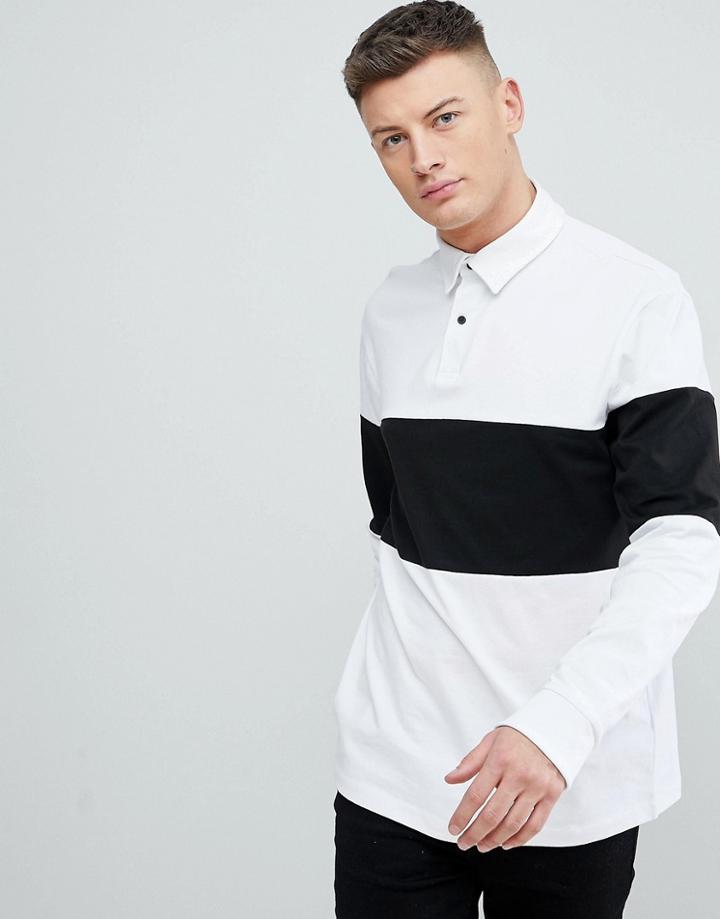 New Look Color Block Rugby Polo In White - White