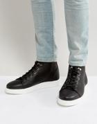 Asos Lace Up Boots In Black Leather With Contrast Sole - Black
