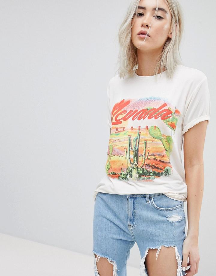 Asos T-shirt With Nevada Print - White