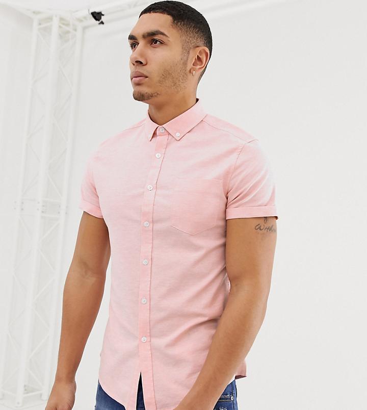 Asos Design Slim Fit Oxford Shirt In Peach - Orange