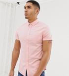 Asos Design Slim Fit Oxford Shirt In Peach - Orange