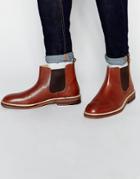 Asos Chelsea Boots In Tan Leather With Chunky Sole - Tan