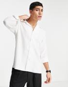Bolongaro Trevor Textured Wide Collar Relaxed Fit Shirt-white