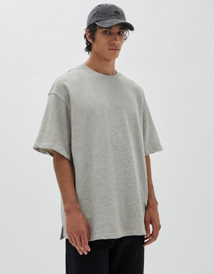 Pull & Bear Oversized Sweat T-shirt In Gray-grey