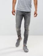 Just Junkies Skinny Jeans In Gray Wash - Gray