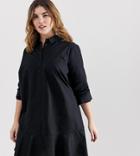 Asos Design Curve Peplum Mini Shirt Dress-black