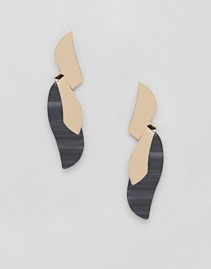 Asos Design Earrings In Twist Metal Design With Resin In Gold - Gold