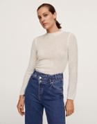 Mango Sheer Long Sleeved Top In White