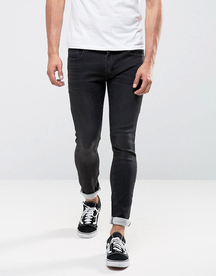 Soul Star Turn Up Skinny Fit Jeans - Black