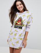 Asos Lounge Banana Caution Sweat Dress - Multi
