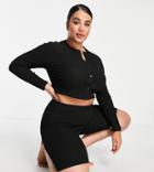 Asos Design Curve Mix & Match Lounge Super Soft Rib Legging Short In Black