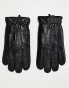 Dents Deerhurts Leather Gloves With Faux Fur Lining - Black