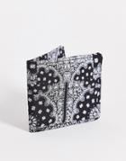 Asos Design Bi Fold Wallet With Bandana Print Internals-black