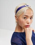 Asos Rhinestone Buckle Headband - Navy