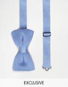 Noose & Monkey Knitted Bow Tie - Blue
