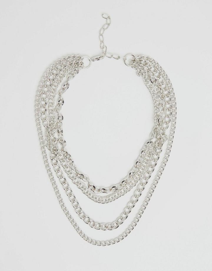 Reclaimed Vintage Multi Chain Necklace - Silver