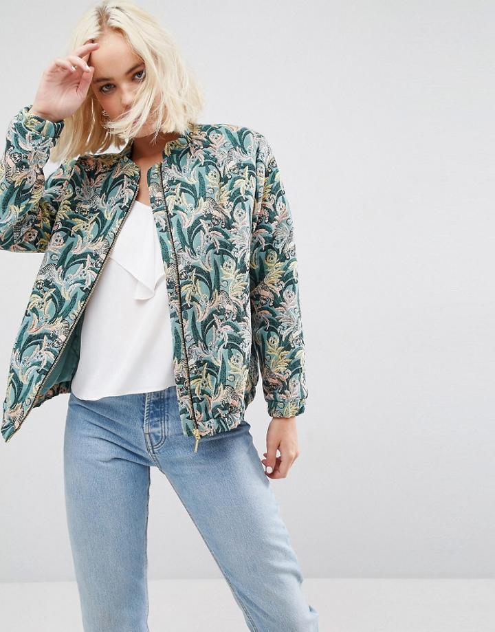 Deby Debo Jirrit Palms Print Bomber - Green