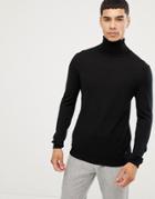Esprit 100% Merino Roll Neck Sweater - Black