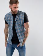 Rose London Sleeveless Check Shirt In Blue - Blue
