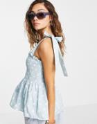 Topshop Spot Sheering Cami Top In Blue-blues