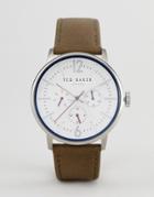 Ted Baker Te15066004 Jason Chronograph Leather Watch In Olive 42mm - Brown