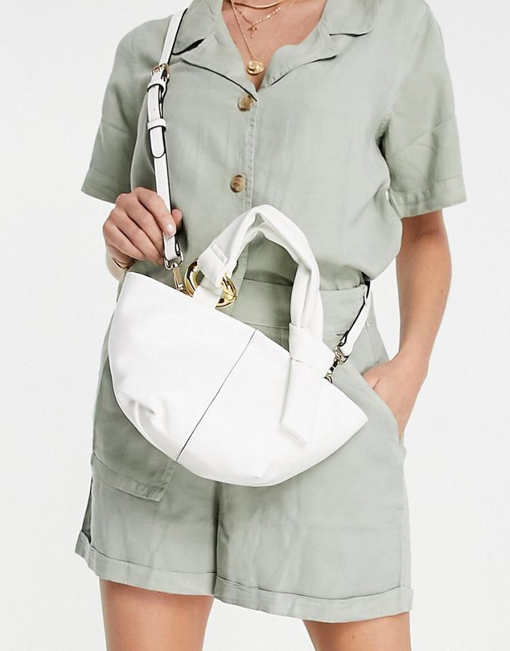 Topshop Buckle Strap Detail Mini Tote In White