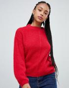 Bershka Organic Central Seam Sweater - Red