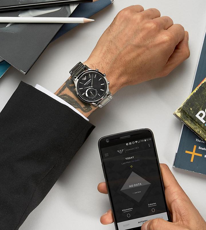 Emporio Armani Art3000 Connected Stainless Steel Bracelet Smart Watch In Silver - Silver