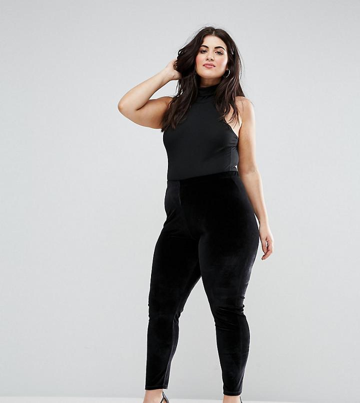 Asos Curve Velvet Leggings - Black