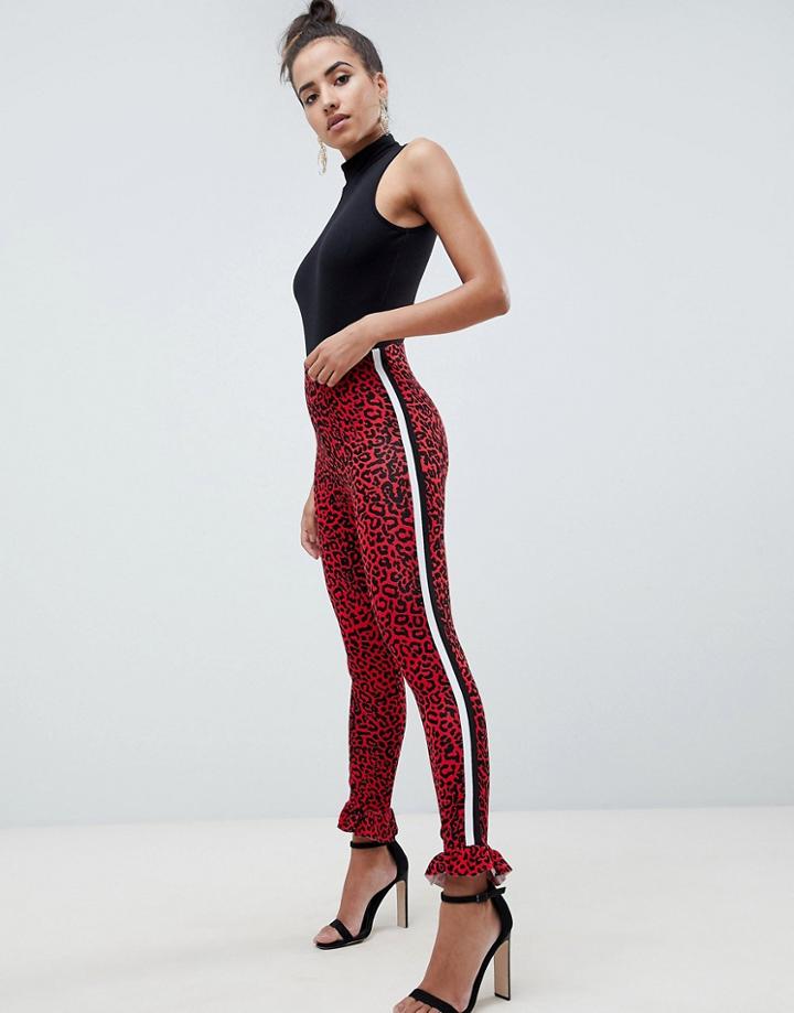 Asos Design Leggings In Animal Print With Side Tape - Multi