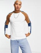 Asos Design Long Sleeve T-shirt With Color Block Sleeves-multi