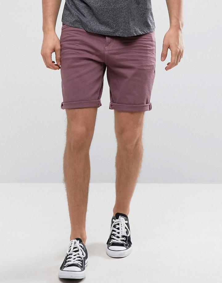 Asos Denim Shorts In Slim Dusty Purple - Purple